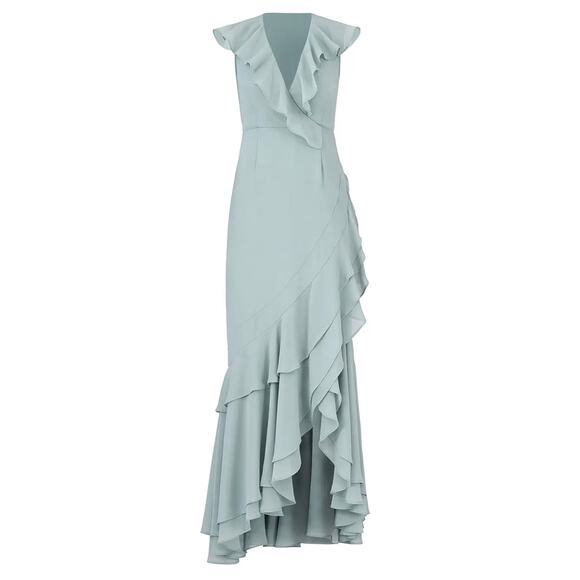 C/Meo Collective Be About You Ruffle Maxi Dress Size Large Sage Green - Picture 10 of 10